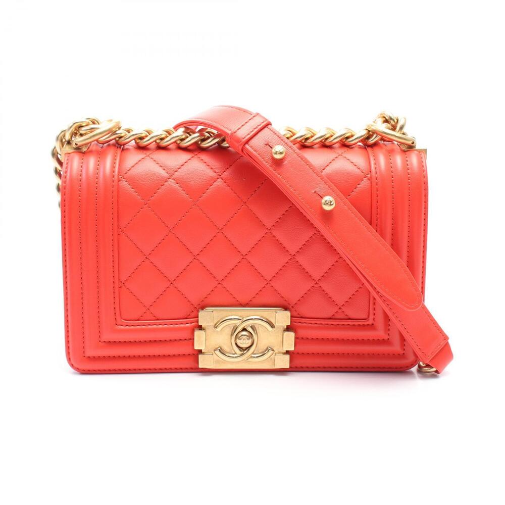 Chanel Boy Shoulder Bag Leather Red